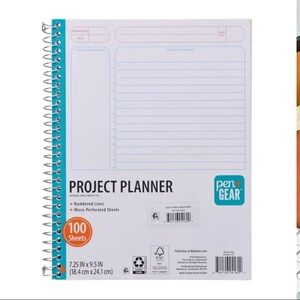 Pen+Gear 100 Sheet w/ Numbered Lines 9.5" x 7.25" Project Planner NWT